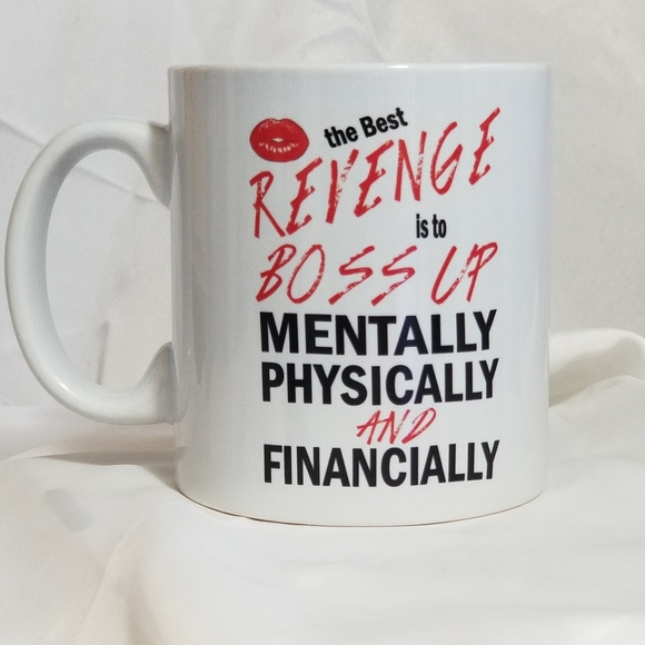 Hand Crafted "The Best Revenge is to Boss Up" 16 oz Coffee Mug - Motivational - Picture 2 of 5